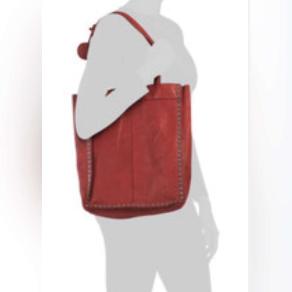Harbour 2nd Red leather Tote Bag with Studded Details